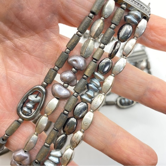 Multi-Strand Gunmetal Chain Boho Style Necklace - Picture 6 of 6